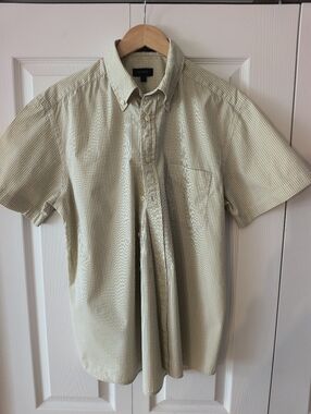 Gant Liberty Bell Shirt Mens Large L Yellow Micro Check Poplin S/S Regular Fit